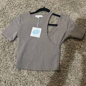 Tan crop top with cut out NWT